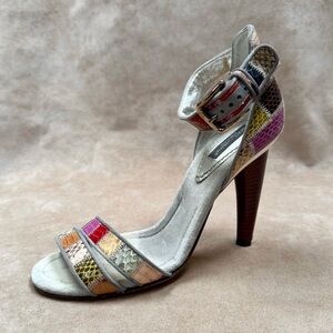Dolce & Gabbana Colorful Patchwork Sandals Heels 38 8 Authentic Designer Shoes